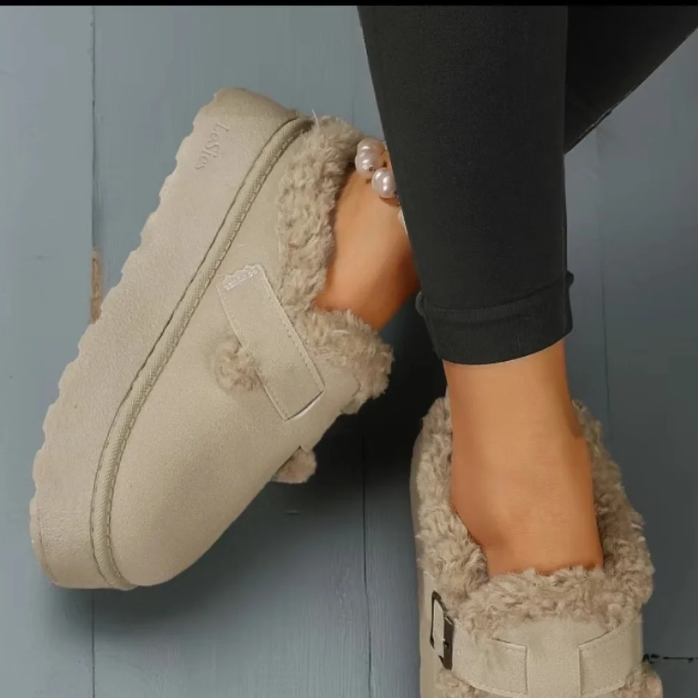 Cozy Tan Fur-Lined Slip-On Ankle Boots